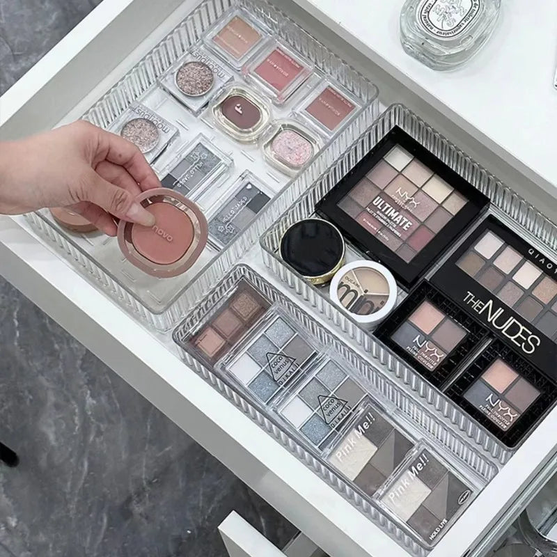 organiseurs rangement transparents modernes adhésifs boîtes maquillage soins peaux empilables ridées multifonctionnels