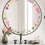 miroir fleur multicolore classique deco salle bains chambre filles acrylique beige doré opacité
