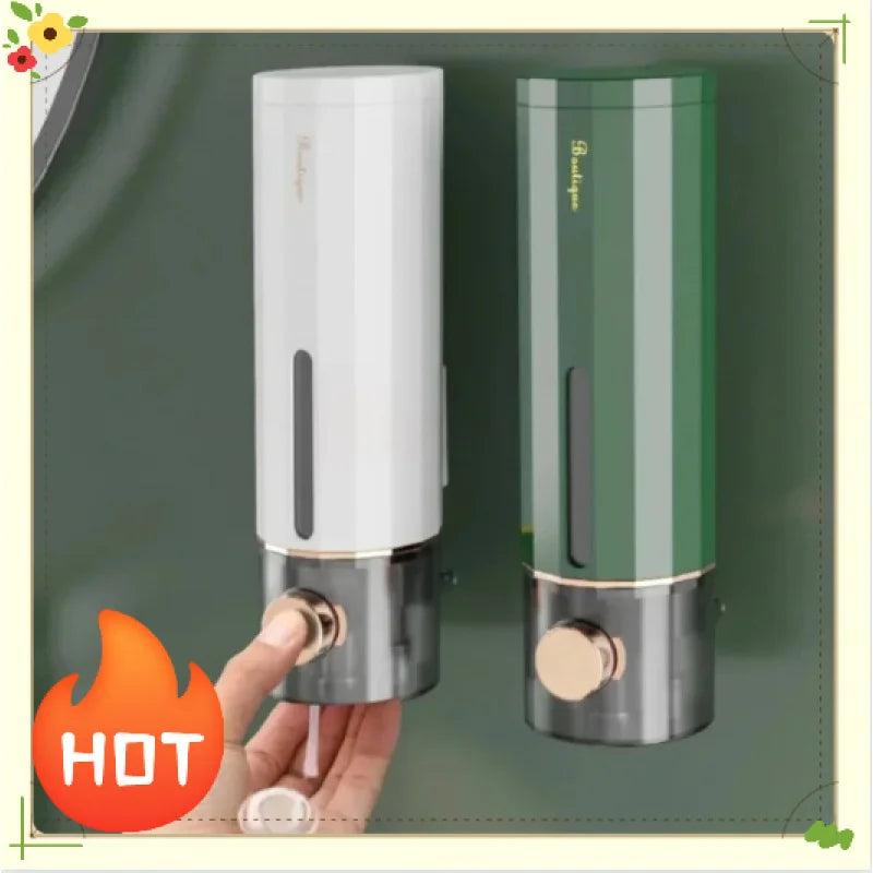 distributeur savon liquide blanc vert moderne 450ml transparent minimaliste bouchon visualisation salle bain