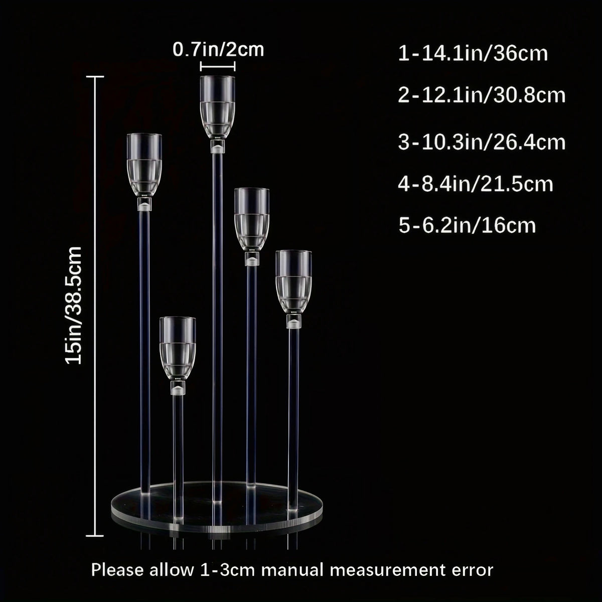 bougeoir moderne transparent bras bougies led mariage décoration table centro