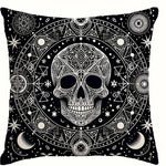 taies d'oreiller gothiques crânes étoiles noires blanches maison lit 45x45cm polyester peachskin