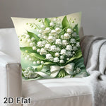 coussin fleurs muguet ruban blanc classique 45x45cm lit maison polyester blanc vert beige