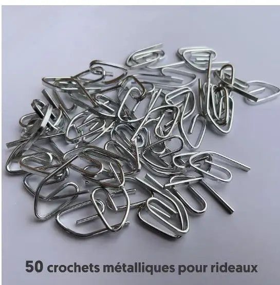 crochets métalliques rideaux argentés clips drapeaux hooks fenêtres portes douche sécurisés facile robustes