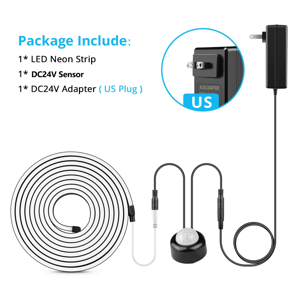 bande lumineuse led capteur mouvement spirale adhésive noir blanc doré moderne chambre couloir
