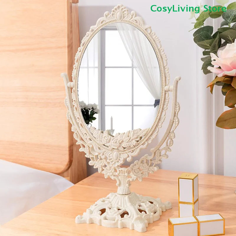miroir table vintage ornements floraux blanc classique poignée sophistiquéintérieur decoration shabby chic