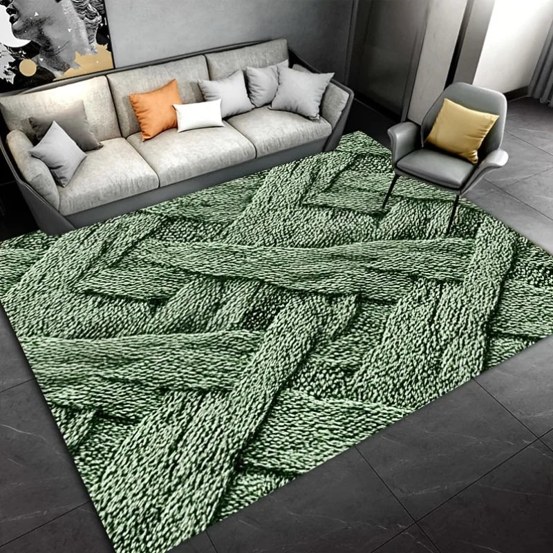 tapis texturé vert motifs géométriques moderne antidérapant polyester bain salon imperméableextérieurporte