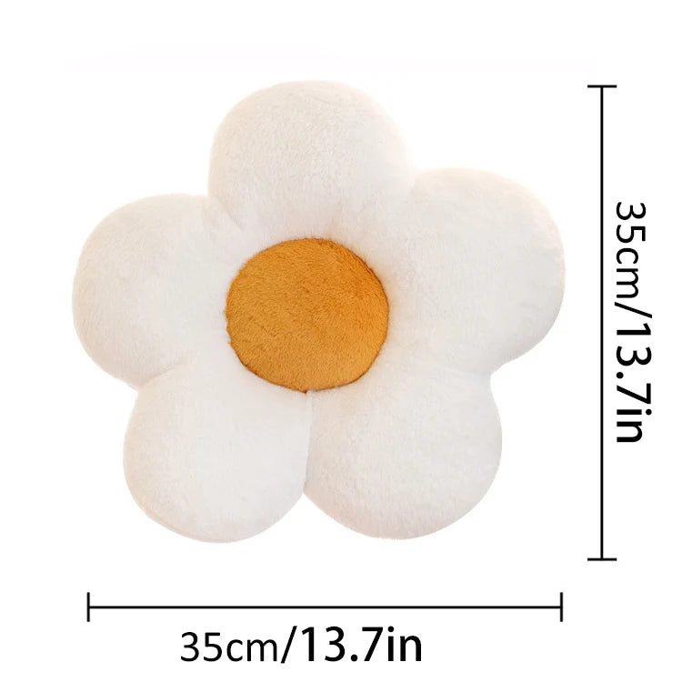 coussin décoratif peluche fleurs blanc orange noir rose bleu violet jaune 35cm 50cm