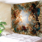 tapisserie murale baroque bleu or scène nuageuse figures humaines occasion mariage anniversaire festive