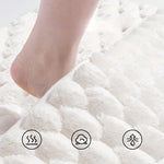 tapis bain polyester blanc gris marron texture moelleuse motif rondes formes moderne épuré absorbant
