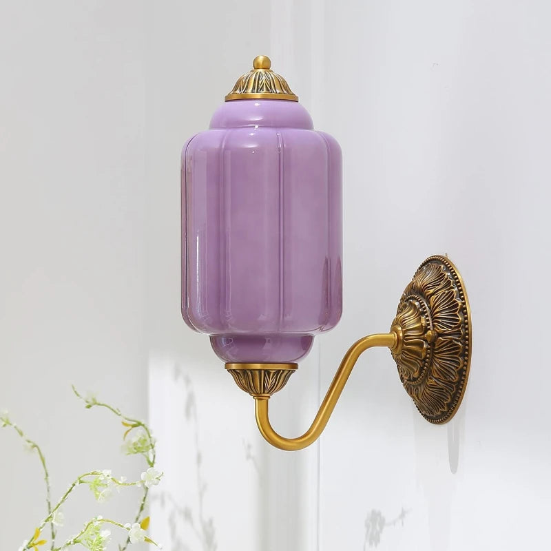 applique murale rétro art déco vert violet blanc transparent texture verre vintage