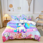 housse couette licorne arc ciel moderne enfant 100 polyester 200x200cm 229x229cm 264x225cm