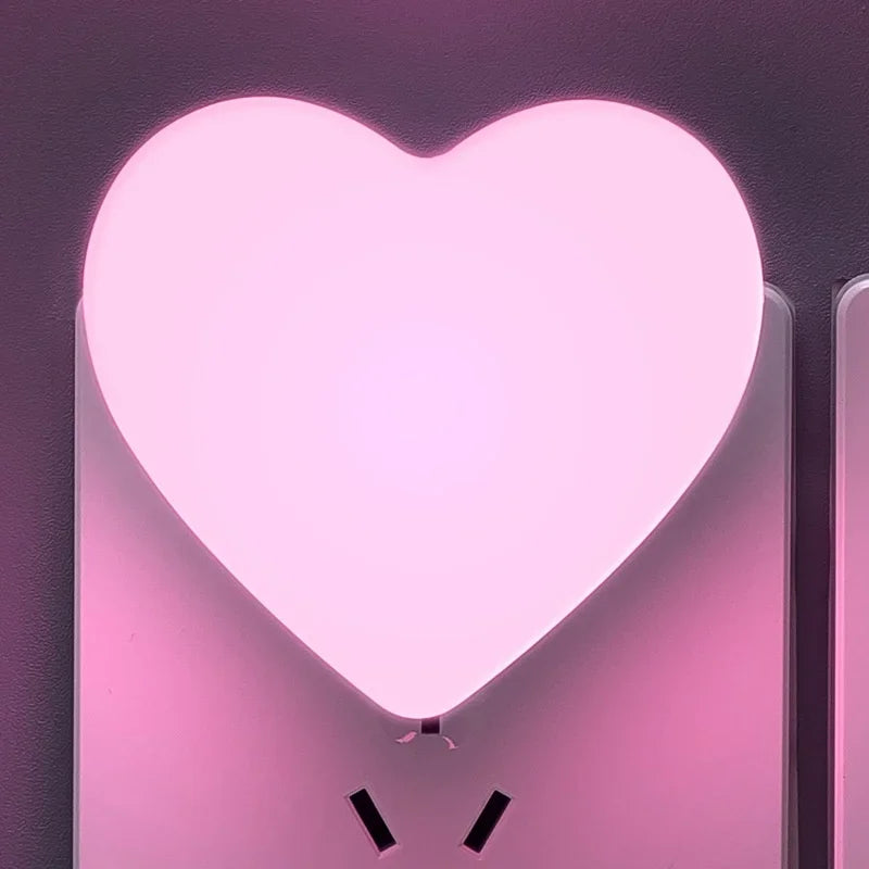 veilleuse nuit led blanc jaune rose coeurs moderne minimaliste adhésif économique flux lumineux