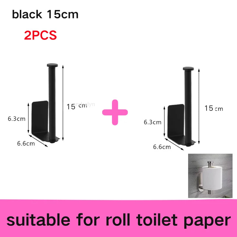 porte serviettes porte papier toilettique acier inoxydable réutilisable moderne clips crochets noir multifonctionnel sans