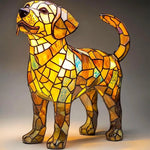 lampe posée chien multicolore mosaïque art deco résine opaque chambre salon