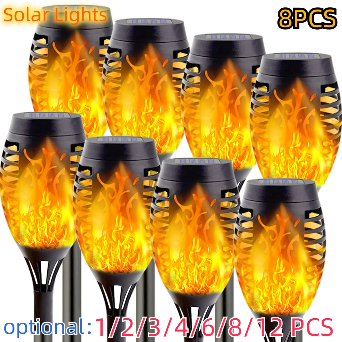 lampe solaire torche flamme artificielle moderne extérieure jardin pelouse tringle ip65 led 2492000lm abs