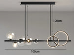 suspension lumineuse moderne noir doré verre transparent anneaux lumineux globes contemporains
