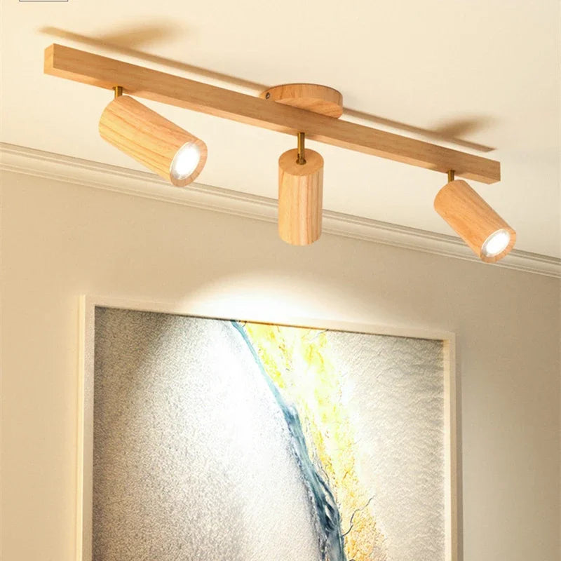 lampe spots bois naturel moderne murale éclairage maison entrée 90 260V LED