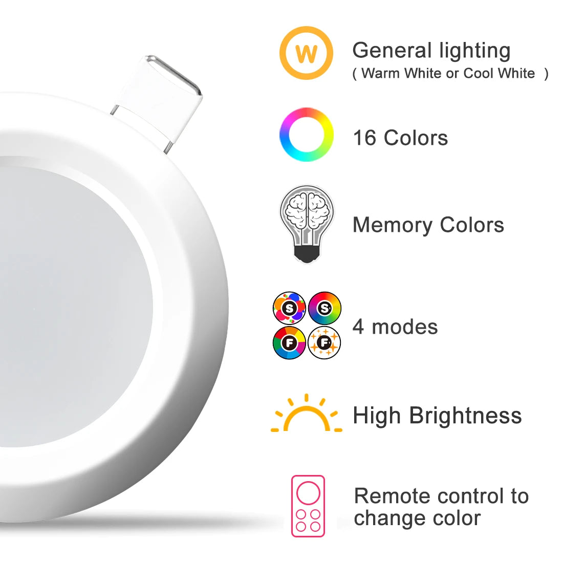 spot led blanc multicolore rgb télécommande gradation moderne 10w 15w led