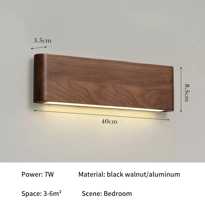 lampe murale moderne bois minimaliste marron foncé éclairage quotidien chambre salon entrée étude cuisine