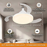 ventilateur led moderne blanc télécommande batterie sèche invisible fixe e27