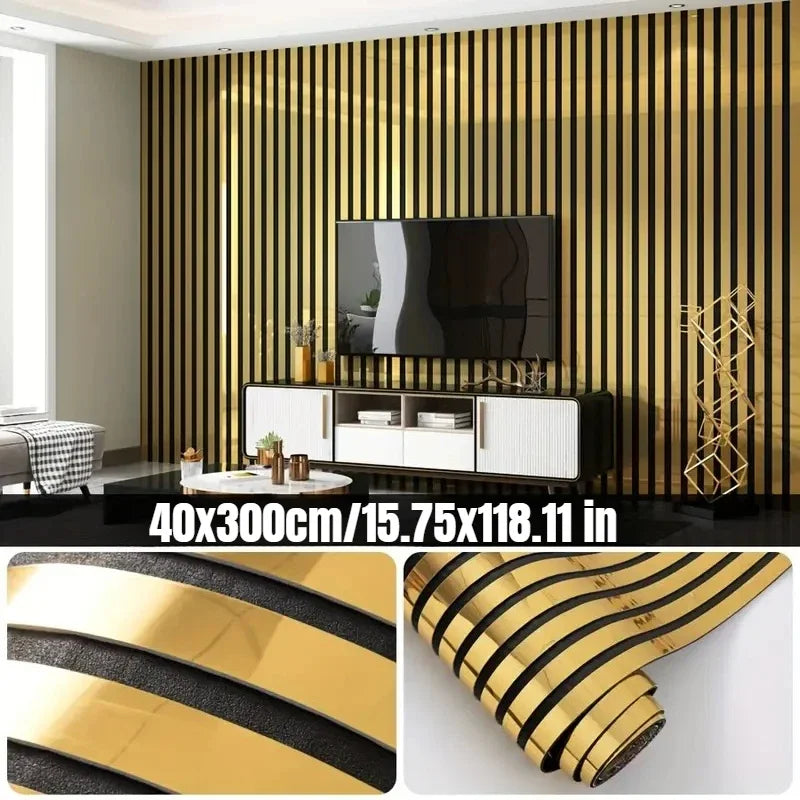 sticker mural auto adhésif texture miroir noir blanc rayures horizontales moderne autocollant