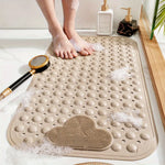 tapis bain antidérapant gris texturé drainage nuage minimaliste adhésif ventouses
