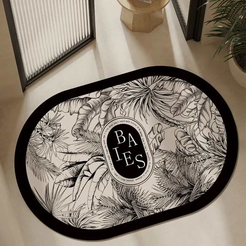 Paillasson rétro gris clair antidérapant pour salle de bain