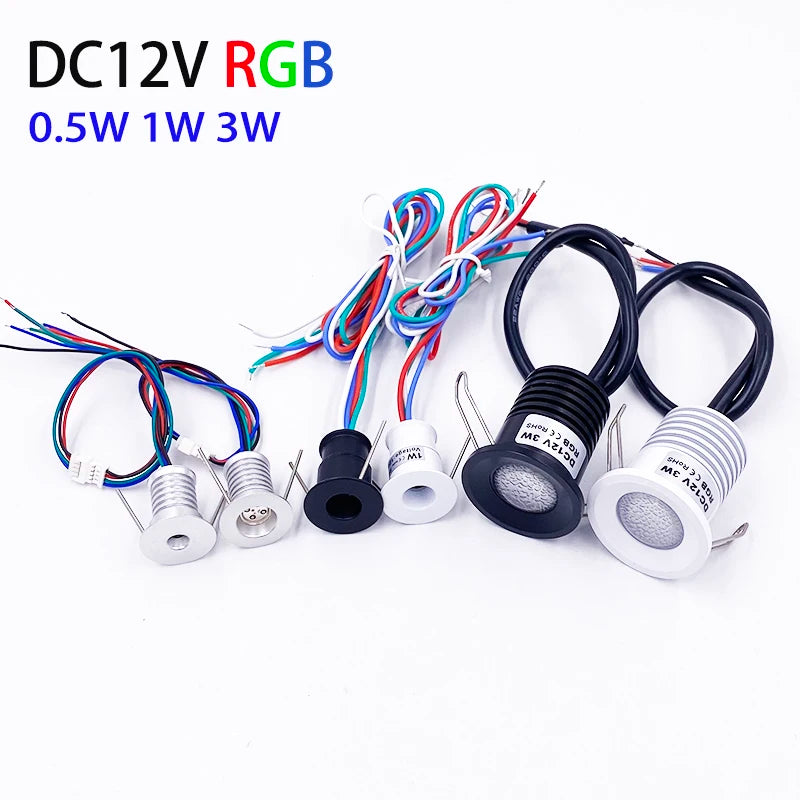 éclairage led spot rgb 12v 05w 1w 3w noir blanc argent câbles multicolores moderne