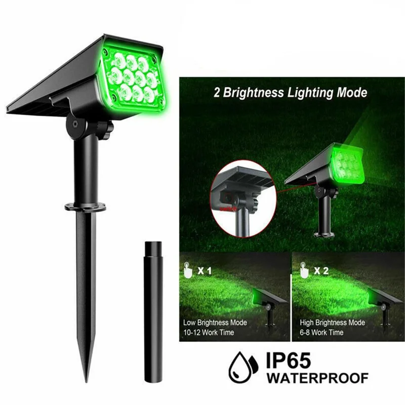 projecteur solaire extérieur ip65 led noir vert moderne minimaliste jardin
