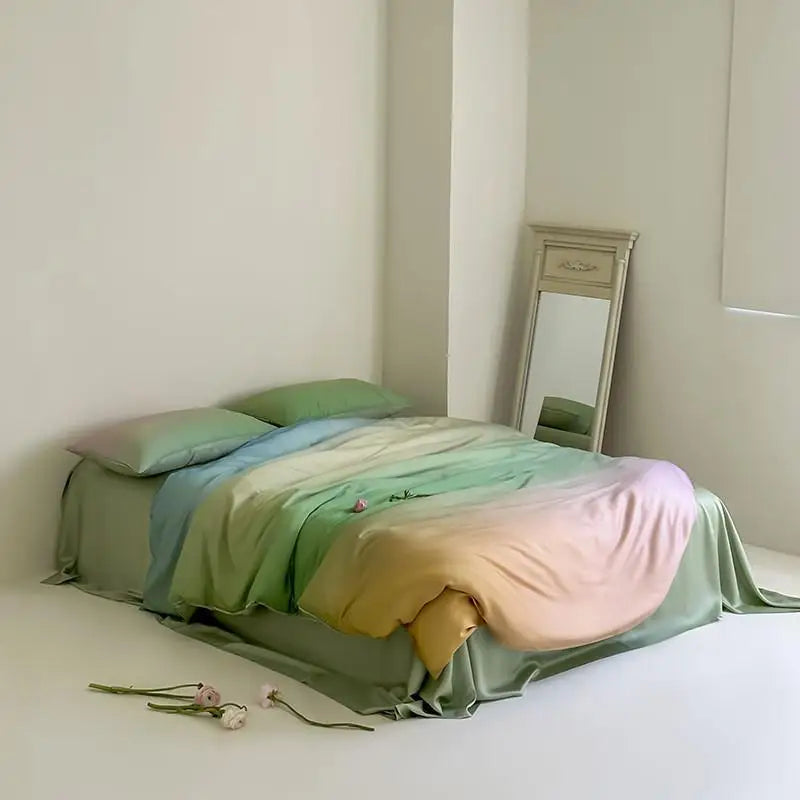 lit drap violet gris moderne ultra doux soyeux housses oreillers taies soft confortable été