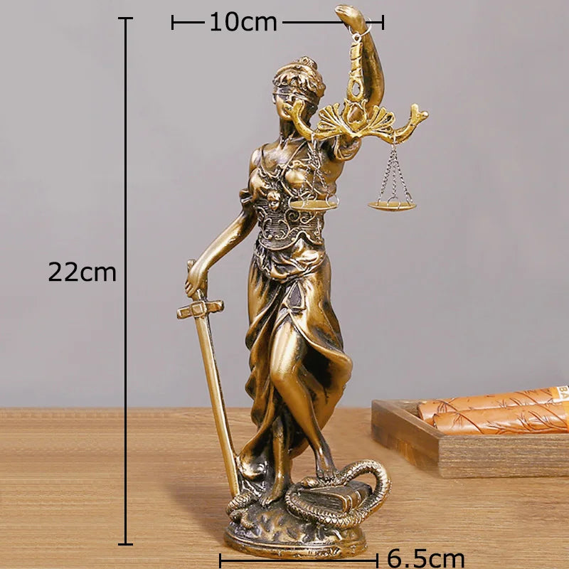 statue justice résine bronze doré décoration classique balance épée livre moderne chambre