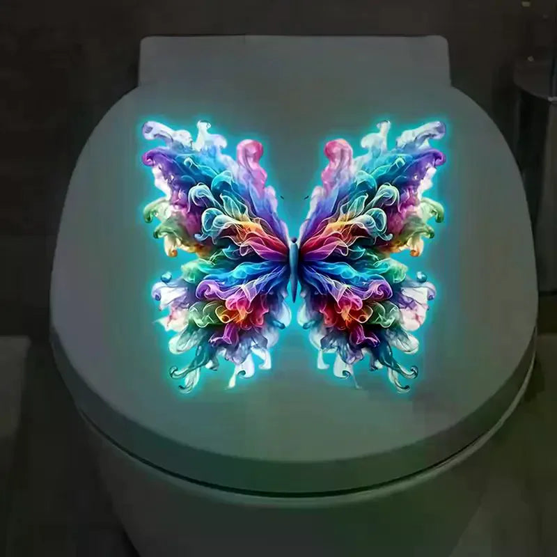 autocollant mural multicolore papillon effet fumée moderne adhésif salle bains décoration murale chambre enfants