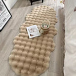 tapis peluche polyester ondulé boules relief moderne chambre salon beige gris