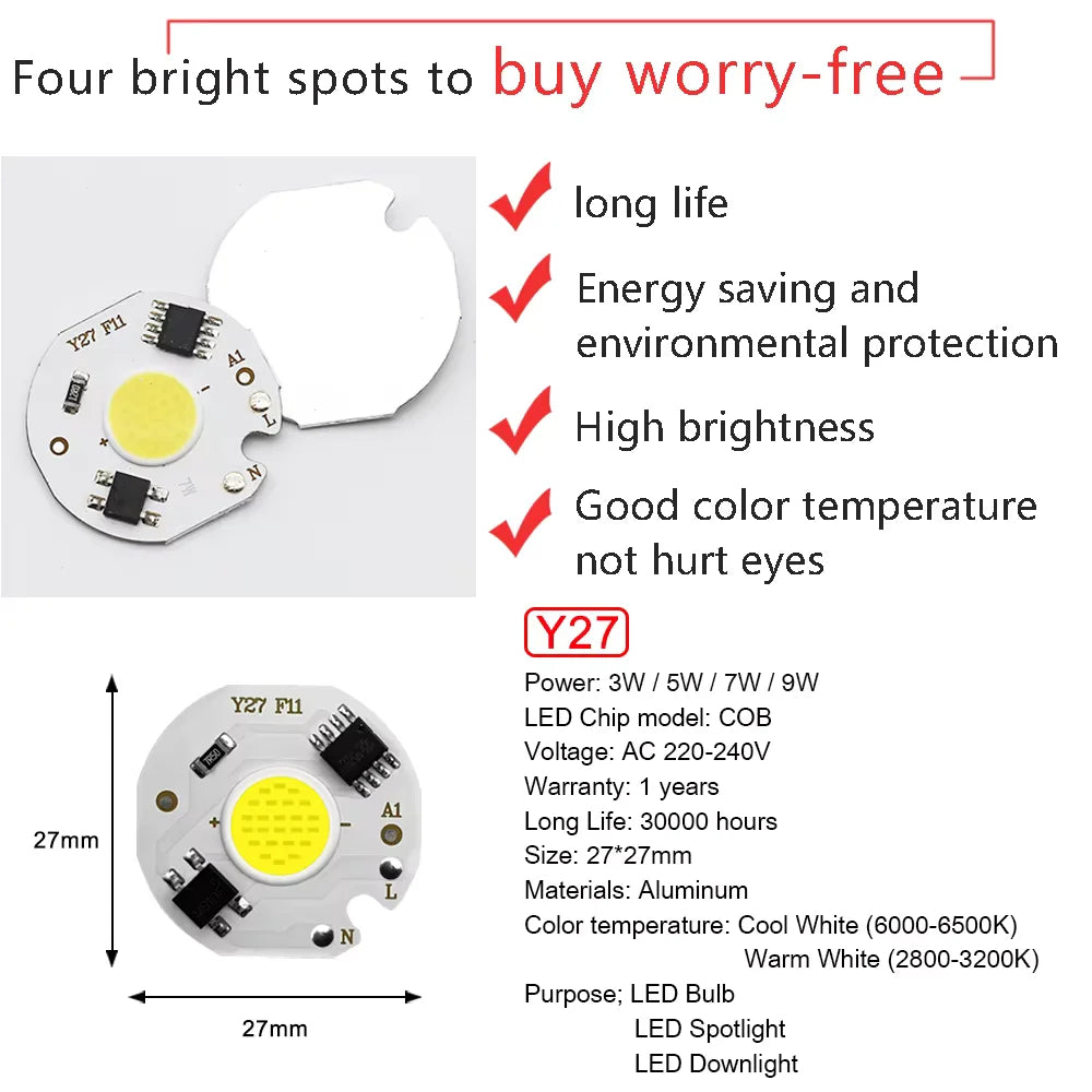ampoules led chip blanc 27mm cool white 5700k modernes projecteur connecteurs électriques