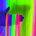 rideau pluie vert fluo moderne rayures horizontales adhésif double face anniversaire mariage festif