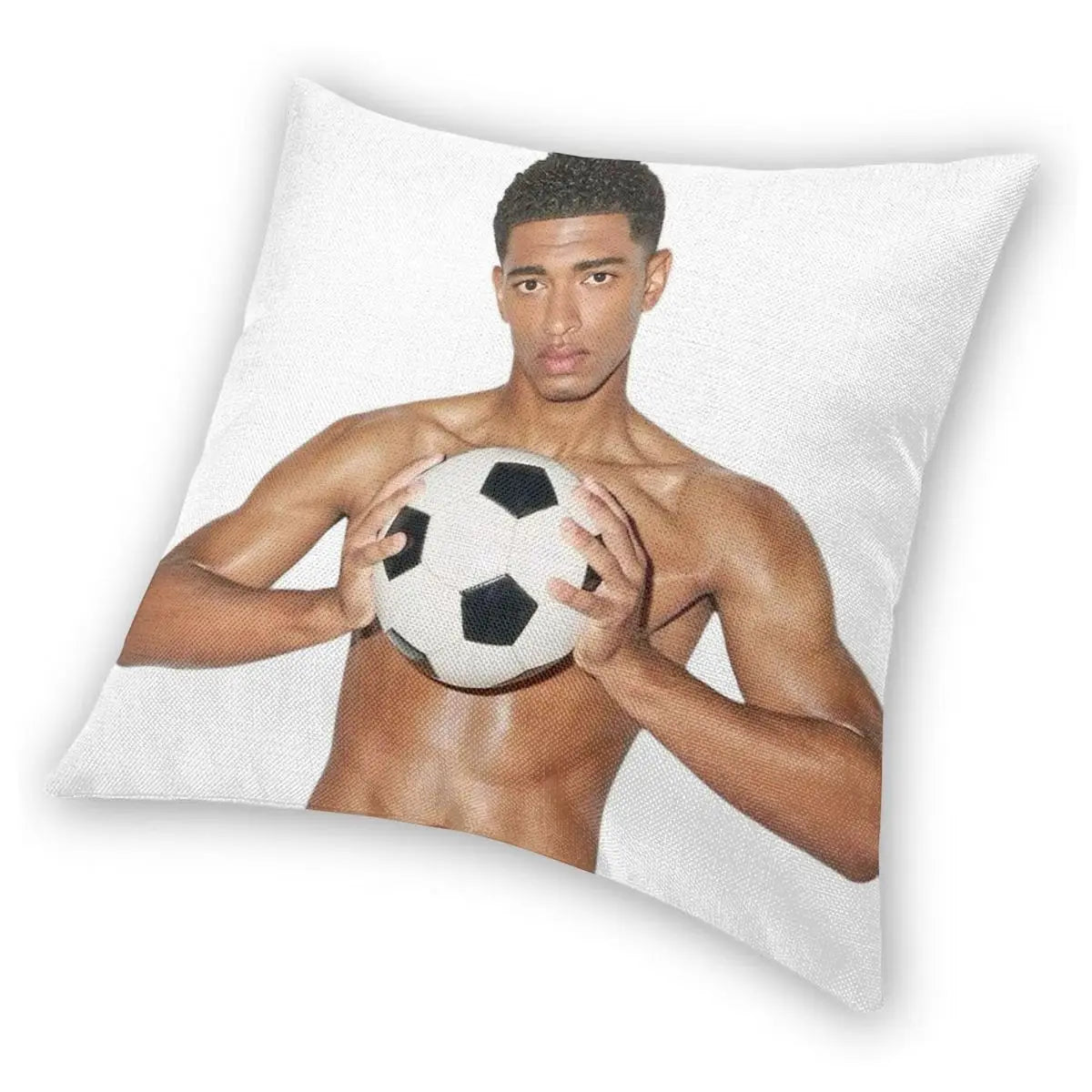 taies d'oreiller polyester coton motif football blanc moderne 45x45cm zip invisible