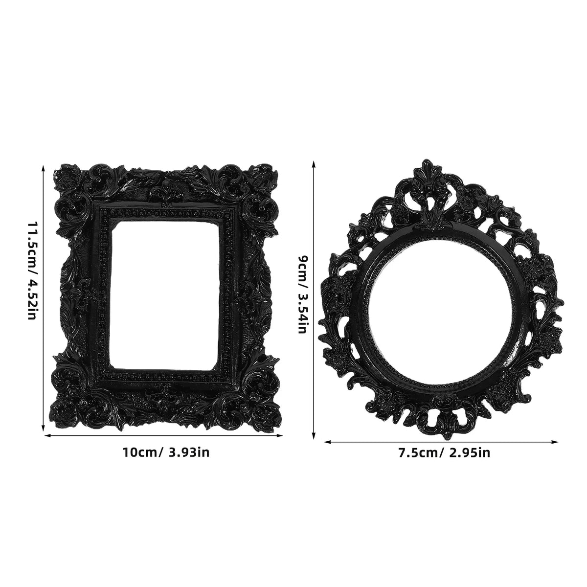 cadres photo noir ornementaux vintage baroques pack pièces rond carré floraux