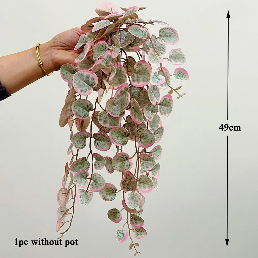 Plantes artificielles feuilles rondes vertes suspension jardin décoration mariage botaniqueextérieur accrochées 49cm