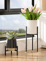 support plantes réglable métal noir blanc moderne étagères extensibles assemblage facile pot plateforme jardinière