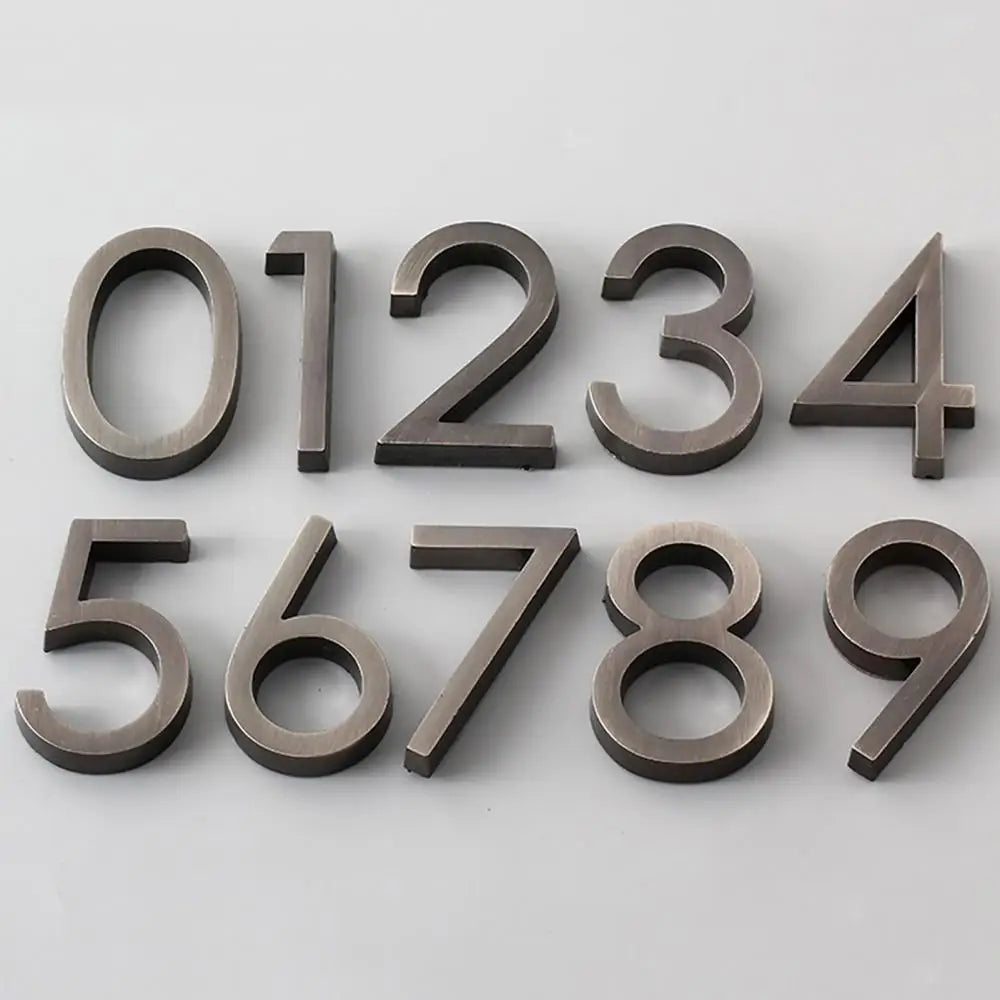 numéros porte adhésifs bronze gris moderne minimaliste lisses brossées decoration adresse maison appartement chambre