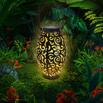 lanterne solaire suspendue noire spirales dorées extérieure artisanale ip44