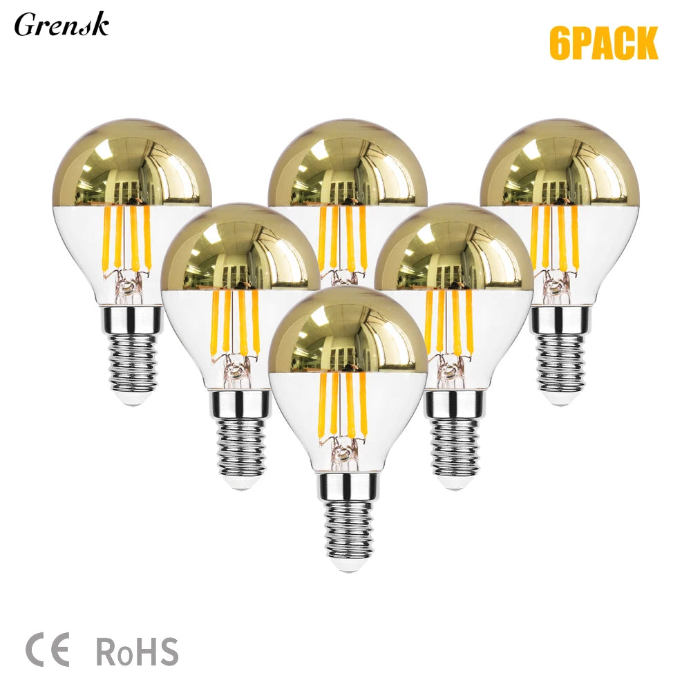 Ampoules LED filament doré blanc chaud sans ombre moderne 50000h E12 E14