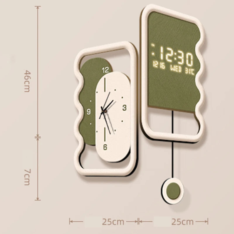 horloge murale moderne minimaliste noir blanc vert olive cadran analogique numérique transparent opaque