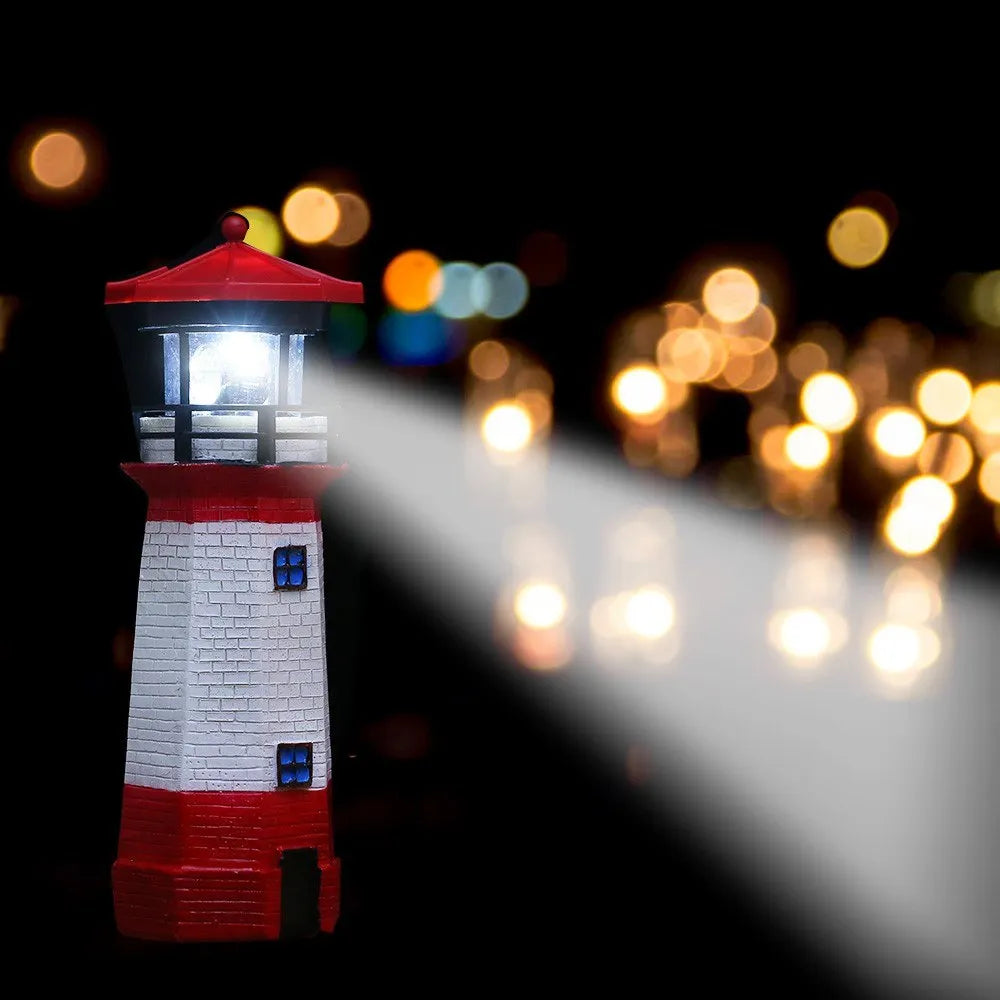 phare solaire rotatif rouge blanc certification ip65 classiqueextérieur jardin decoration