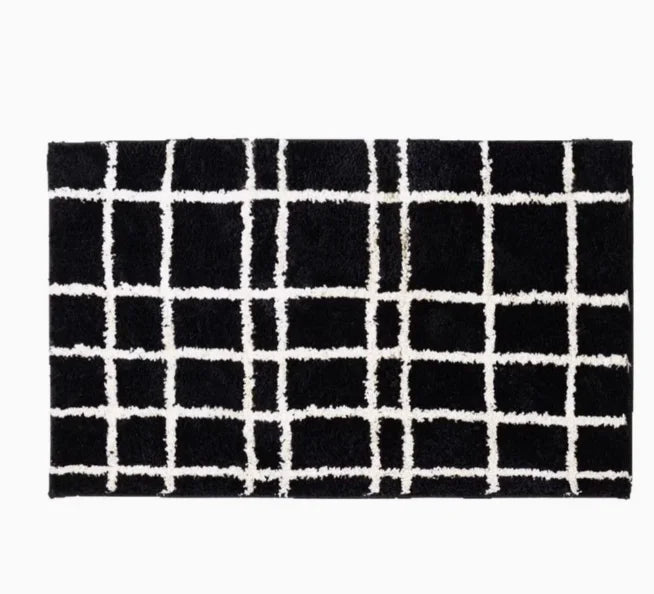 tapis rayé polyester bleu clair moderne marron blanc salon chambre doux 40x60cm