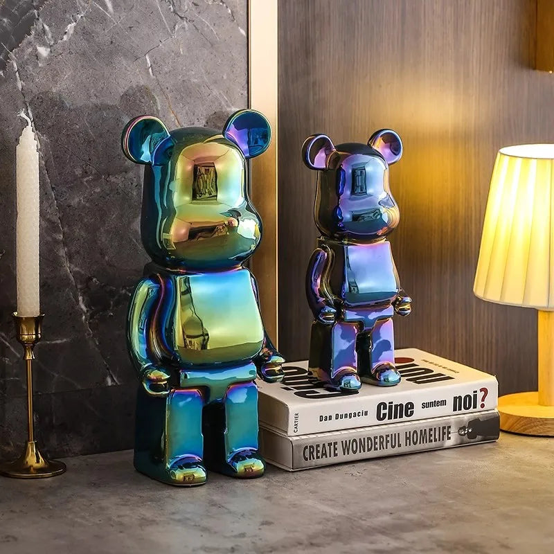 statue ours céramique or multicolore brillante décoration contemporaine maison erotique