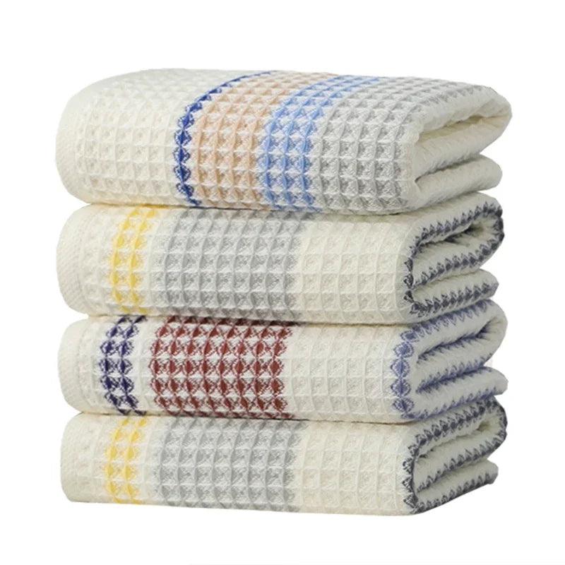 serviettes bain microfibre rayées lavables rapide absorption blanc rouge bleu jaune classique moderne toilette