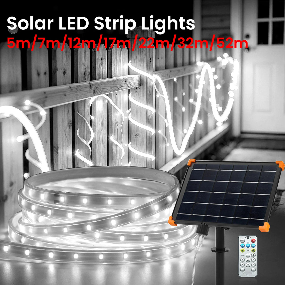 ruban led solaire multicolore moderne clips panneau solaire télécommande 15m 20m 30m