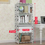 étagère moderne minimaliste niveaux pois rose tissu livres rangement salon