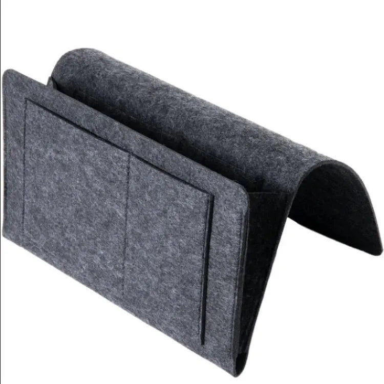 organisateur suspendu feutre gris literie rangement moderne portable livres magazines téléphone écouteurs lunettes